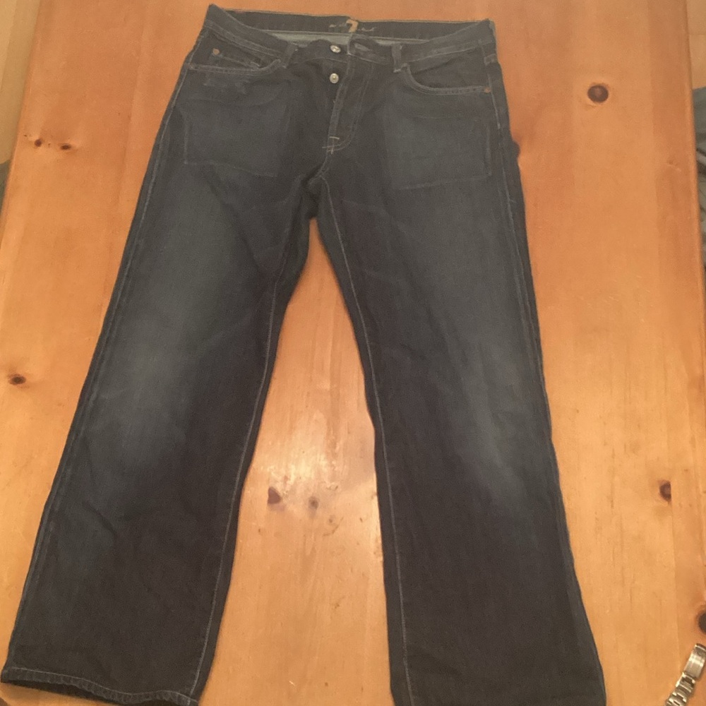 7 For All Mankind Dark Blue Straight Jeans 34x30